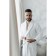 Tainted male bathrobe, size 46, white color