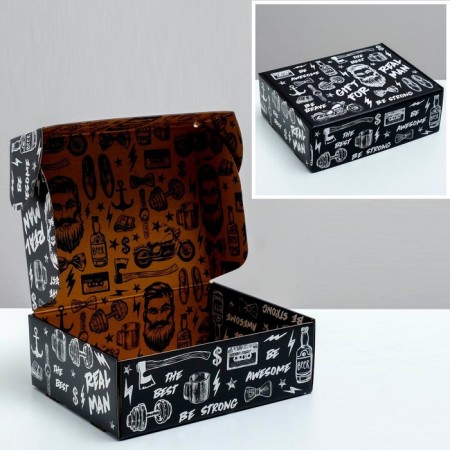 Gift double -sided folding, packaging, “brutal man”, 27 x 21 x 9 cm-1