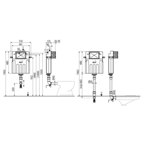 Hidden toilet tank Alcadrain AM112-0001, double washing-1
