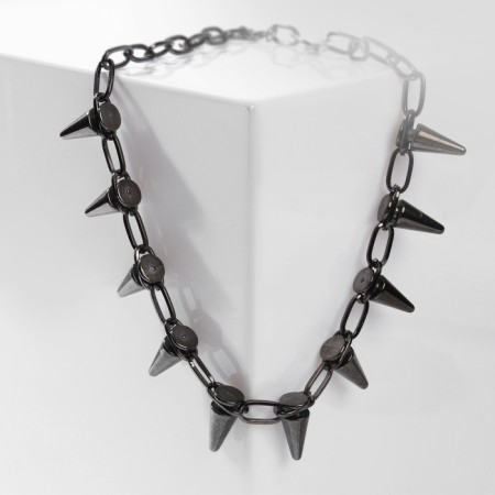 Necklace "spikes", color gray metal, l = 45 cm-3