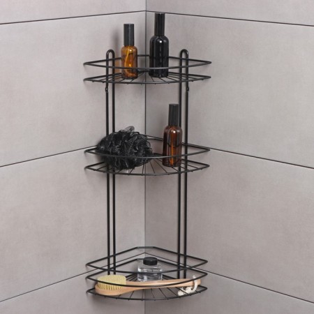 Bathroom shelf for 3-long NATIVE, 175 × 175 × 562 mm, black matte color-1
