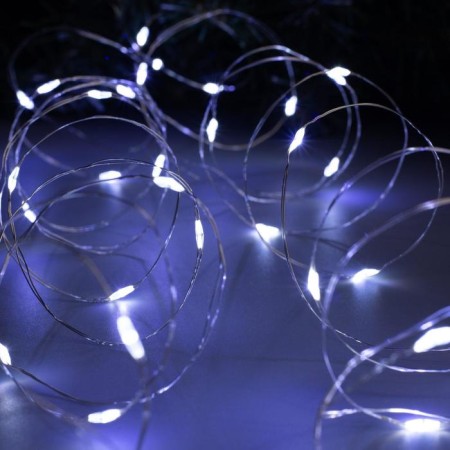 Garland "thread" 10 m dew, IP20, silver thread, 100 LED, white glow, 12 V-2