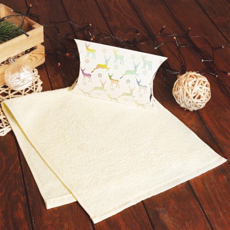 Gift towel in the box Solder and I, type 2, 30x60 cm, milk, 100% cotton, 320 g/m2