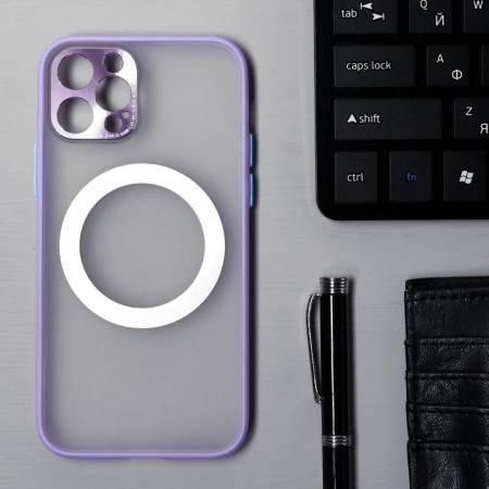 Luazon cover for the iPhone 12 Pro, support for Magsafe, edging, plastic, purple