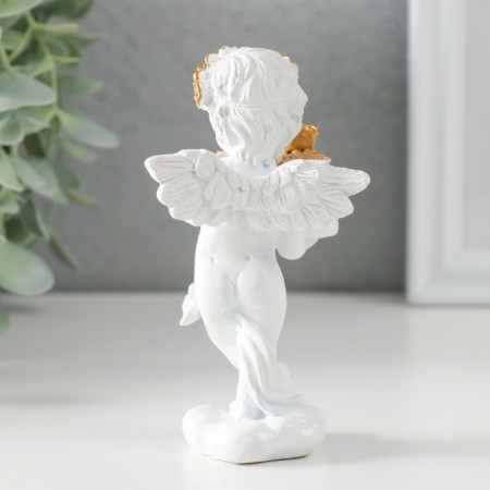 Polystone souvenir "Snowthrough angel with a cake decorated rose" 6x4.5x11 cm-2