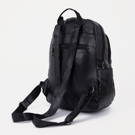 Women's backpack made of artificial leather with lightning, black color-1