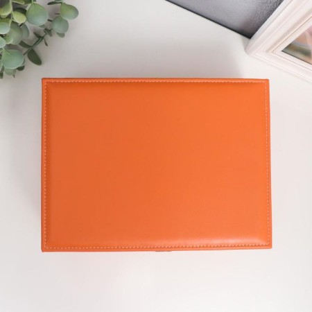 Casket to the leatherette for jewelry "Orange matte" 9x23x17 cm-3