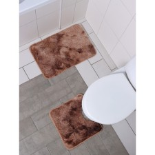 A set of mats for the bathroom and toilet of the “fluffy” dilap, 2 pcs, 38 × 40, 40 × 60 cm, brown color