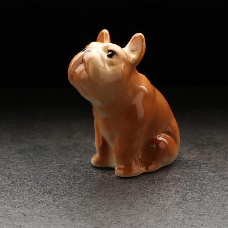 Porcelain figurine "French bulldog", chocolate, 4.5x7x8 cm-3
