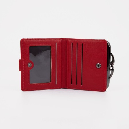 Women's wallet on the button, red color-3