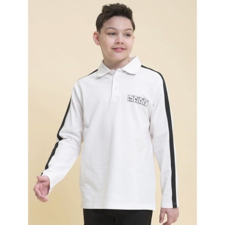 Polo for a boy with a long sleeve Pelican, height 128 cm, milk color-1