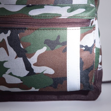 Baby backpack on lightning, external pocket, reflective strip, camouflage color/green-5