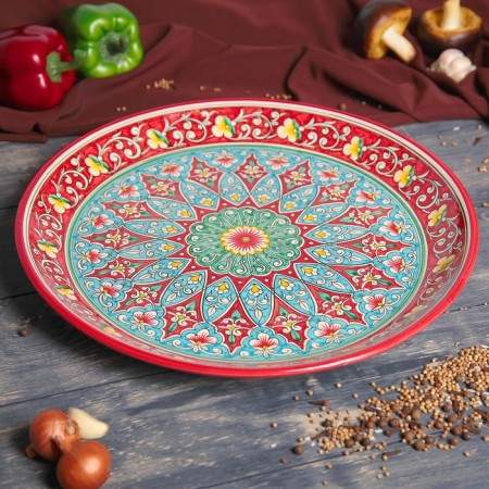 Largan Rishtan ceramics "Flowers", 37 cm, red