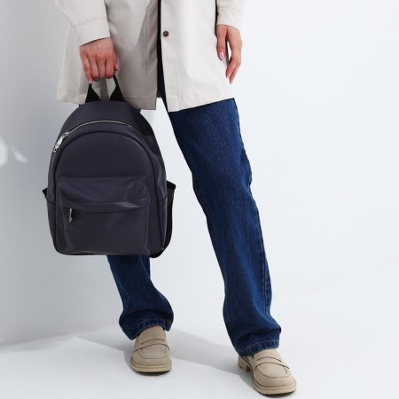 A backpack with a zipper, Medvedkovo, external pocket, purple color-5