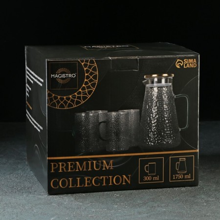 Magistro Sarah Glass Set for Drinks, 5 objects: Bench 1.75 l, 4 circles 300 ml-6