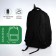 Youth backpack from textiles, 2 parts with a zipper, 4 pockets, black/green color