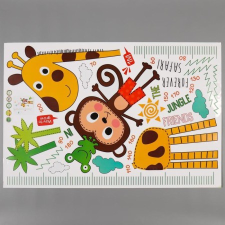 Plastic sticker Interior Rostomer "Giraffe and Monkey" 60x90 cm-1