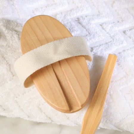 Massage brush made of natural bristles, with a handle, smooth-6