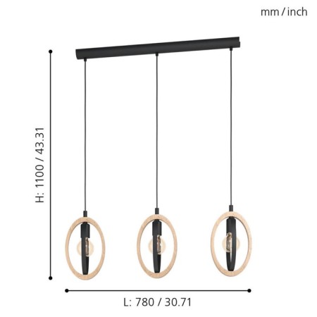 Suspended lamp Basildon 3x40W E27-2