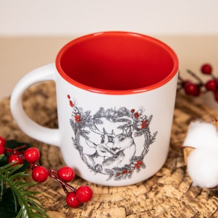 New Year! New Year's ceramic "Deer" mug, 380 ml, white color-2