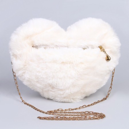 Plush bag "Heart", 25 x 20 x 3 cm, white color-2