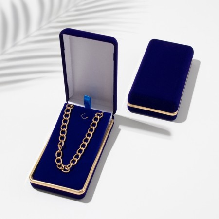 Velvet case for the set/headset "Classics" with a golden edging, blue color-3