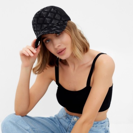 Women's cap minku with shiny inserts black color, rr 56-58-2