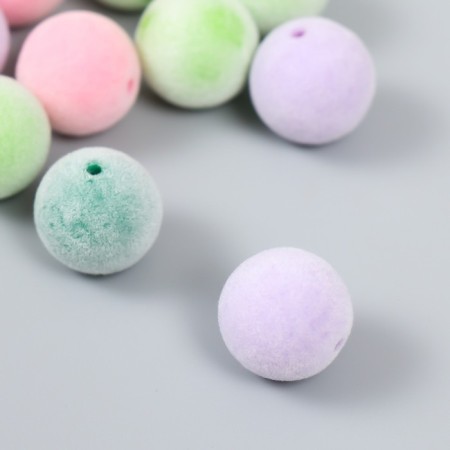 Busina for creativity plastic "Ball with velvet spraying" MIX 1.6x1.6x1.6 cm-2