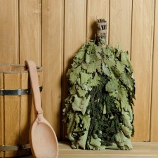 A broom for the bath oak with nettles, in individual packaging