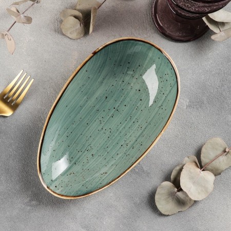 Ceramic dish for the supply "sapphire", 21 × 12.5 × 5.5 cm, the color is gray-green-1