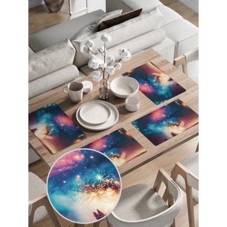 A set of napkins for setting the table “Salute in winter”, rectangular, rounded edges, size 30x46 cm, 4 pcs-1