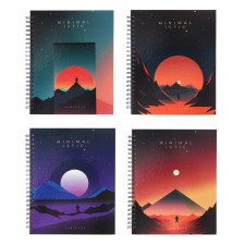 A notebook of 96 sheets in a cage on the crest of Minimalistic, a hard cover, glossy lamination, foil embossing, mix