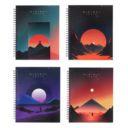 A notebook of 96 sheets in a cage on the crest of Minimalistic, a hard cover, glossy lamination, foil embossing, mix