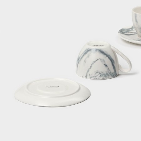 Набор чайный фарфоровый Magistro Real Marble, 4 предмета: 2 чашки 150 мл, 2 блюдца d=12,5 см-7