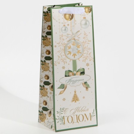Package for a bottle of "Happy holiday", 13 x 36 x 10 cm, New Year-4