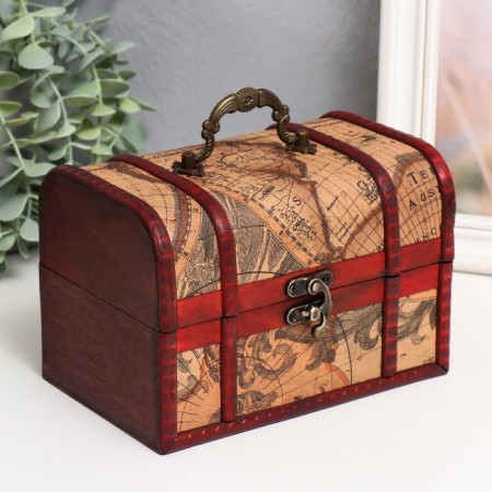 Casket Wood Elevated "Traveler Map" chest 11x17.5x1.5 cm, mix-2