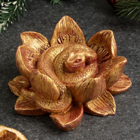 Figure "Snake in the lotus" burgundy with gilding, 4x10cm-2