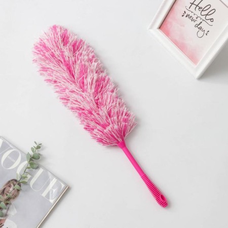 Brush for removing dust of the antistatik, 55 cm, working part 35 cm, microfiber, pink color-1