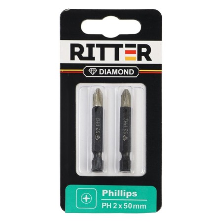 Bits Ritter Diamond PS20112055, diamond coating, steel S2, PH2 x 50 mm, 2 pcs.-2