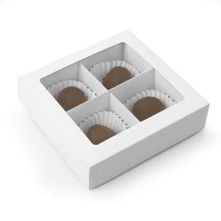 Folding box under 4 sweets, white, 12.6 x 12.6 x 3.5 cm