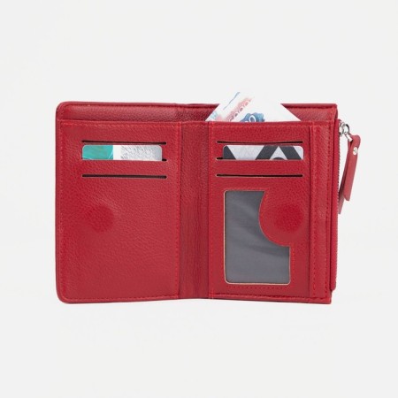 Women's wallet on a magnet, burgundy color-4