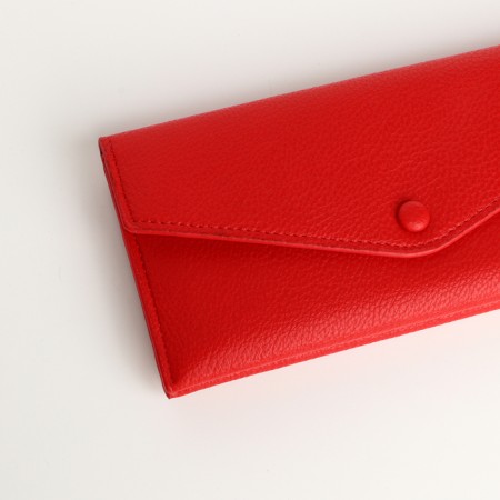 Women's wallet on the button, red color-2