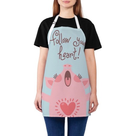 Apron kitchen with a photo print “Follow the name of the heart”, adjustable, size OS