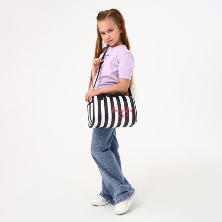 Sports bag with lightning, 2 outer pockets, long belt, black/white color-5