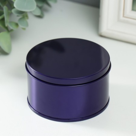 Casket Metal for a candle "Round. Gloss" violet 7.5x7.5x4.5 cm