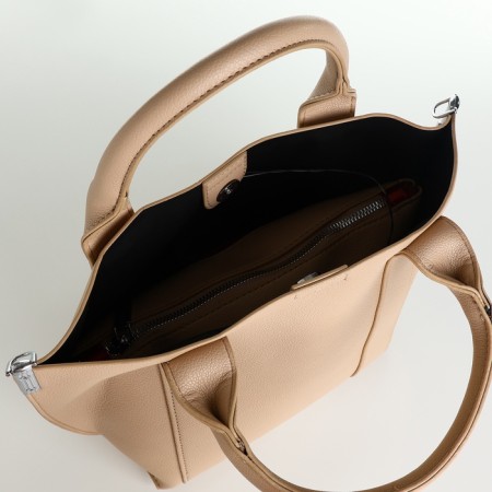 Bag Female Tout with zipper, beige color-9