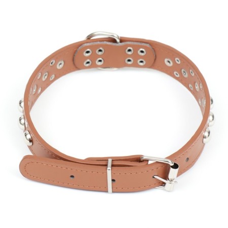 Collar "Sirius", leatherette with rivets, 56 x 3 cm, Osh 42-52, brown-1