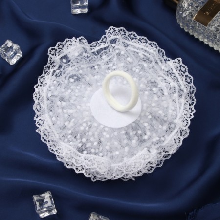 Hair elastic band Bant "Schoolgirl" wave lace peas, 15 cm, white-1