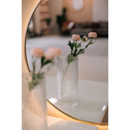 Decorative vase of embossed glass, 115 × 115 × 250 mm, the color is transparent