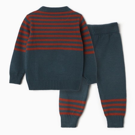 Knitted children's kit (jumper, trousers), emerald color, height 86-7